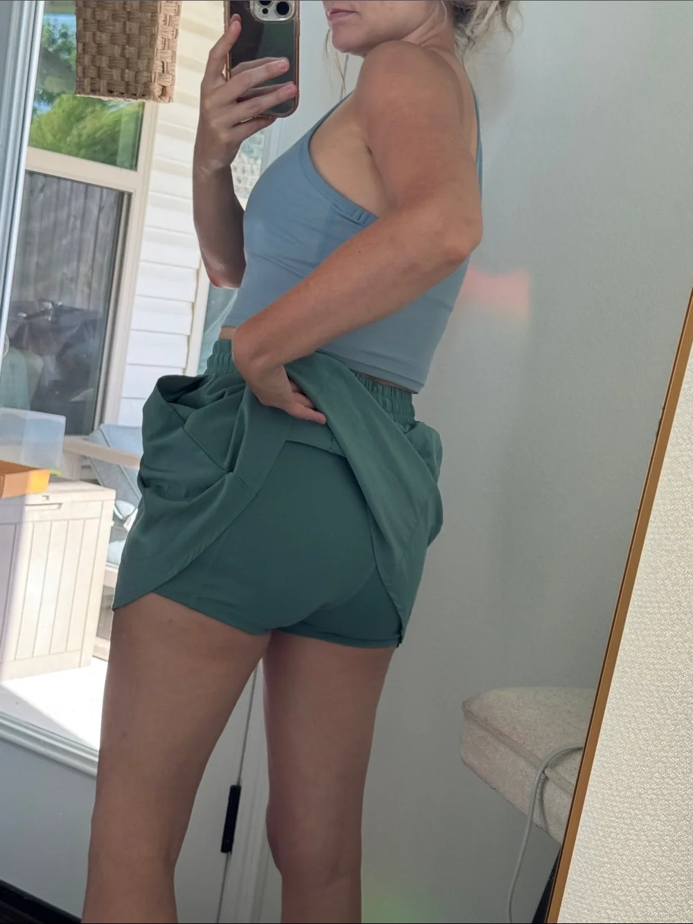 Green Athletic Skort with Drawstring - Picture 5 of 7